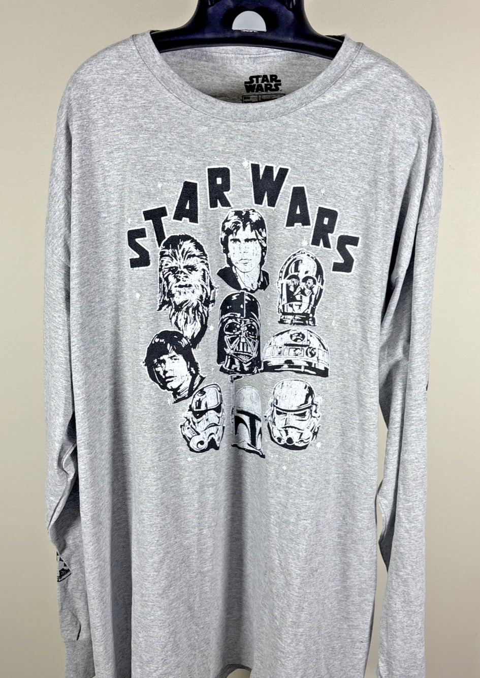 Disney Star Wars Cast Darth Graphic Gray Long Sleeve T-shirt Men's 2XL (XXL) NWT